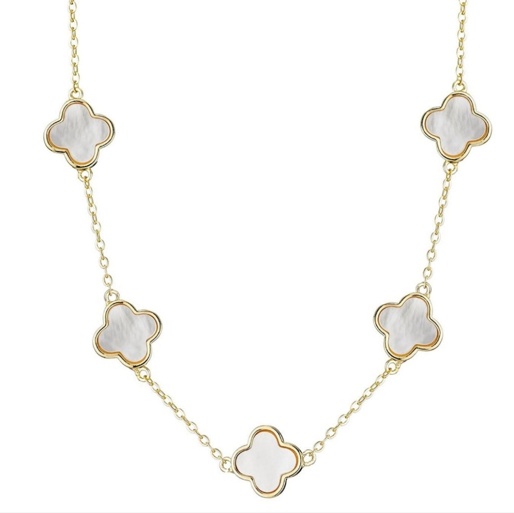 Stainless Steel Mother-of-Pearl Clover Necklace
